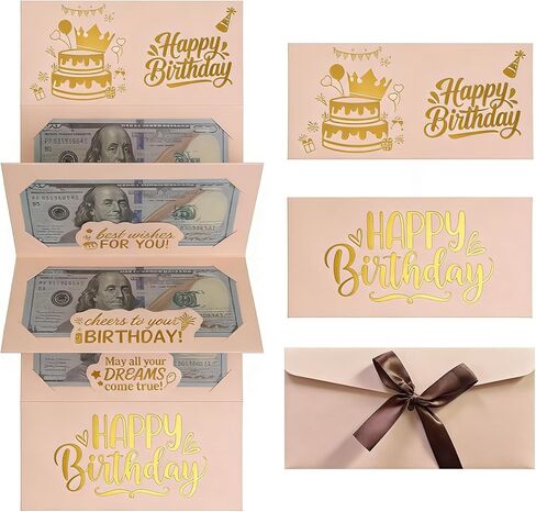 Money Envelopes for Cash Gift 21st Birthday Card 18th Birthday Gifts for Boys Kids Him Black Gold Money Holder Box in Saudi Arabia