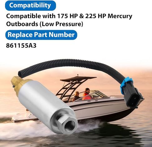 Low Pressure Electric Fuel Pump Compatible With Mercury Mercruiser Marine Boat V6 and V8 4.3L 5.0L 5.7L 262 305 350 Carburetor Engines Replaces 935432 861155A3 861155A2 18-8868 in Saudi Arabia