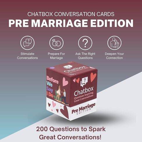 Chatbox Pre Marriage Edition Conversation Card Game for Couples, Meaningful Questions to Build Communication and Trust Before Marriage, Couples Card Game for Engagement and Date Nights in Saudi Arabia