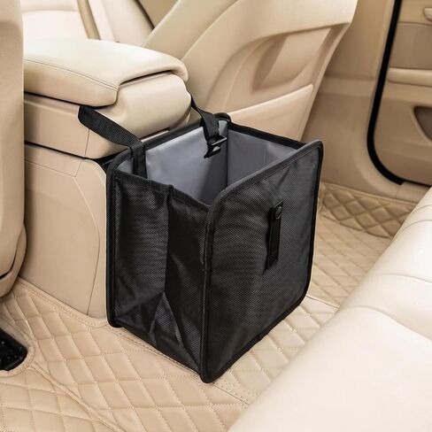 Car Trash Can, Foldable Hanging Car Trash Bag, 2 Gallon Leakproof Waterproof Auto Garbage Bag with Liner, Collapsible Car Interior Accessories Essentials for SUV Truck RV, Black in Saudi Arabia