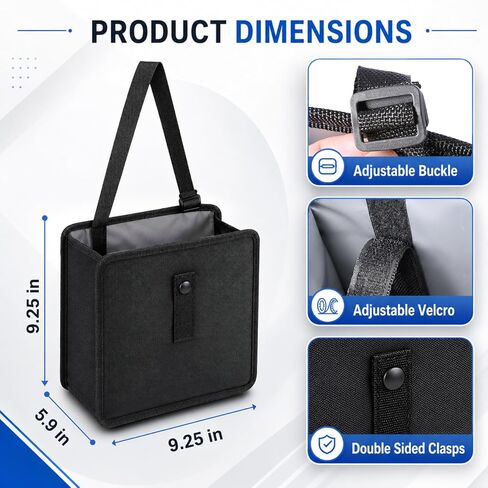 Car Trash Can, Foldable Hanging Car Trash Bag, 2 Gallon Leakproof Waterproof Auto Garbage Bag with Liner, Collapsible Car Interior Accessories Essentials for SUV Truck RV, Black in Saudi Arabia