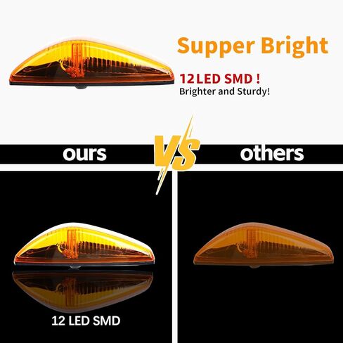 LED Cab Roof Clearance Marker Light Front Top Amber Lamps with 6 LEDs Fits for Mack CH CXU 2004-2013 Yellow 12V 25109292 (5) in Saudi Arabia