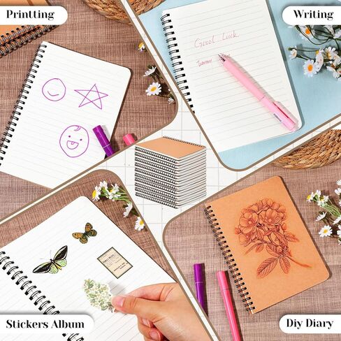 SHENLIU 12 Pack A5 Spiral Lined Notebooks, 8.3x5.8 Inch 60 Sheets/120 Pages Spiral Notebook with Kraft Paper Cover, Ruled Notebooks Bulk, Lined Travel Writing Paper Notebook for School Office Supplies in Saudi Arabia