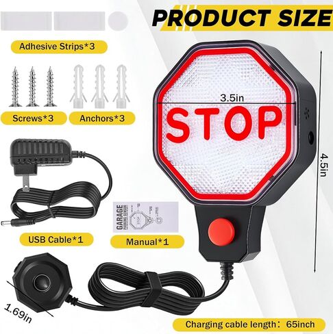 Strdfeve Garage Parking Sensor for Cars – Adjustable LED Parking Aid with Red/Yellow/Green Indicator, 6"–6 ft Stop Distance in Saudi Arabia