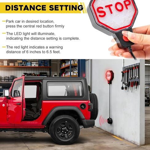Strdfeve Garage Parking Sensor for Cars – Adjustable LED Parking Aid with Red/Yellow/Green Indicator, 6"–6 ft Stop Distance in Saudi Arabia