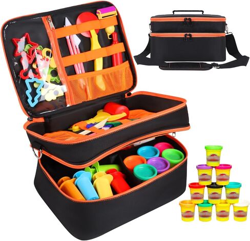 Hard Travel Case for Modeling Compound, Carrying Case for Playdough Set Portable Playdough Storage Organizer Container for Dough Art Clay Tool Kit, Bag Only in Saudi Arabia