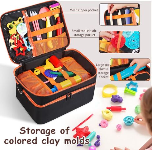 Hard Travel Case for Modeling Compound, Carrying Case for Playdough Set Portable Playdough Storage Organizer Container for Dough Art Clay Tool Kit, Bag Only in Saudi Arabia