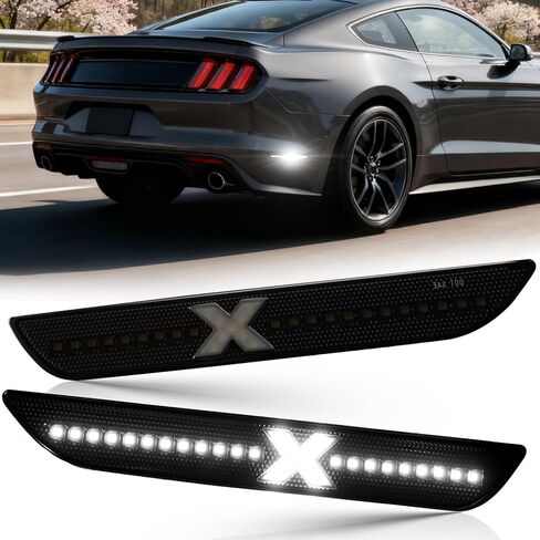 YCLL LED Side Marker Lights Fits for Ford Mustang 2015-2023(Patent Pending),Superbright X-Style Rear Bumper LED,Red Lens,Red in Saudi Arabia