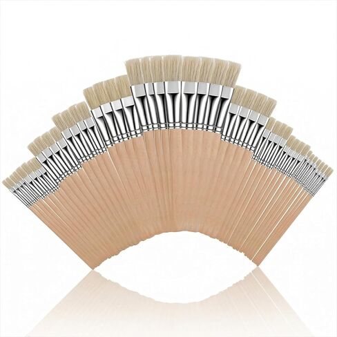 48 Pieces Wooden Stencil Brushes, Natural Bristle Brushes, Wooden Handle Painting Brush for for Wood Wall Model House Painting, DIY and Acrylic Oil Watercolor Paintings (12 Sizes) in Saudi Arabia