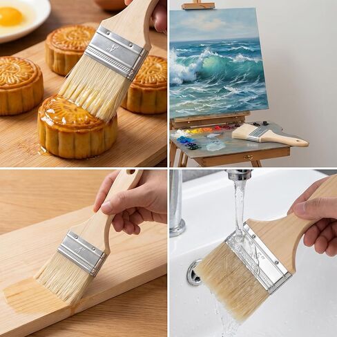 3 Pcs Wide Paint Brush, Flat Paddle Paint Brush Set, Hake Brush Flat, Scale Brush, Large Flat Paint Brush with Poplar Handle, Art Paint Brush Wool Paint Brushes for Oil and Acrylic Paints, 3/4/5 Inch in Saudi Arabia