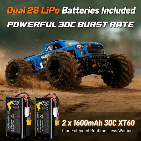UDIRC 1610PRO Brushless Fast RC Car for Adults, 44+ MPH High Speed RC Truck, 4X4 Off Road All Terrain 2.4Ghz RTR 1:16 Remote Control Car, with 2 Lipo Batteries, Compatible with 3S Lipo in Saudi Arabia