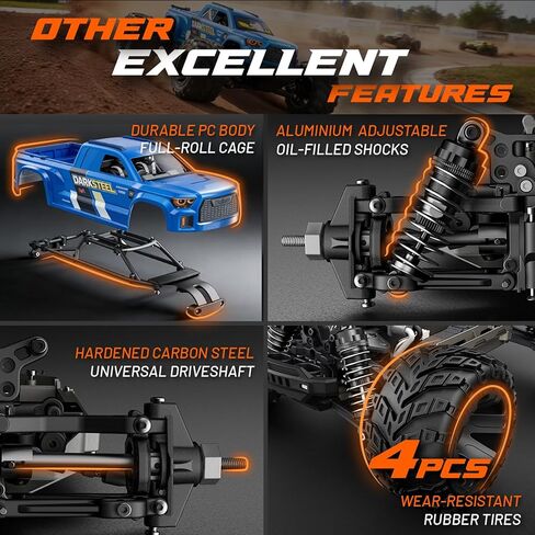 UDIRC 1610PRO Brushless Fast RC Car for Adults, 44+ MPH High Speed RC Truck, 4X4 Off Road All Terrain 2.4Ghz RTR 1:16 Remote Control Car, with 2 Lipo Batteries, Compatible with 3S Lipo in Saudi Arabia