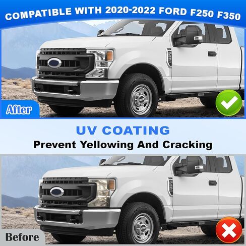 JFN Headlights Compatible with 2020-2022 Ford F250 F350 Super Duty Chrome Housing Amber Reflector, Driver and Passenger Side W/Bulbs FO2503405 FO2502405 LC3Z13008A LC3Z13008B in Saudi Arabia