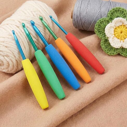 5 PCS Crochet Hook Grip Ergonomic Crochet Hook Grip Handle for Crocheting and Knitting Fits 2mm-10mm Comfortable Removable Cushions Hands Handle in Kuwait