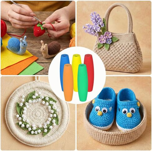 5 PCS Crochet Hook Grip Ergonomic Crochet Hook Grip Handle for Crocheting and Knitting Fits 2mm-10mm Comfortable Removable Cushions Hands Handle in Kuwait