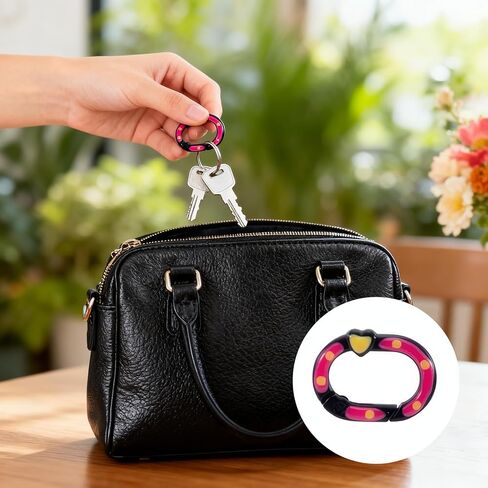 20pcs Colorful Keychain Clasps for Crafts Bag Charms, Y2K Heart Shaped Oval O Ring Spring Ring Set, Quick Release to Prevent Loss, DIY Jewelry Making, Purse Handbag Hardware, Patterned Metal in Saudi Arabia