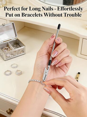2 Pack Bracelet Clasp Holder Tool, Thick Metal Rod Alligator Clip for DIY Jewelry Making, Zipper Pull Helper, Self-Wearing Assistant Device for Bracelet Fastening, Silver & Gold in Kuwait