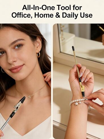 2 Pack Bracelet Clasp Holder Tool, Thick Metal Rod Alligator Clip for DIY Jewelry Making, Zipper Pull Helper, Self-Wearing Assistant Device for Bracelet Fastening, Silver & Gold in Kuwait