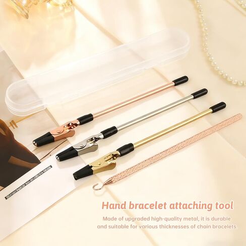 4Pcs Bracelet Helper Tool, Bracelet Helper to Put on Yourself, Portable Fastener Tool for Necklace/Jewelry/Watch, Bracele-t Assist Tool with Hook(Color:Gold,Silver,Rose Gold) in Saudi Arabia