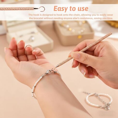 4Pcs Bracelet Helper Tool, Bracelet Helper to Put on Yourself, Portable Fastener Tool for Necklace/Jewelry/Watch, Bracele-t Assist Tool with Hook(Color:Gold,Silver,Rose Gold) in Saudi Arabia