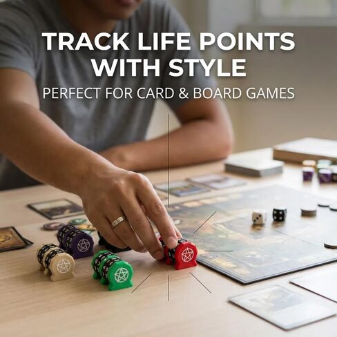 Board Game Life Counter, 4-Digit Wheel Trackers for 0-9999 Single Player and 0-99 Dual Player Modes, MTG Life Counter, Professionally Made for TCG, DND, RPGs, and MTG, Card and Tabletop Games (Black) in Kuwait