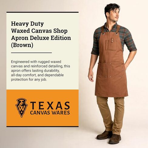 Waxed Canvas Heavy Duty Work Apron With Pockets - Deluxe Edition with Quick Release Buckle Adjustable up to XXL for Men and Women (Brown Deluxe Edition) in Saudi Arabia