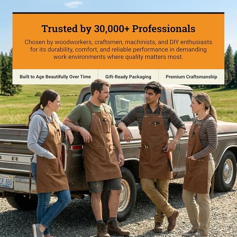 Waxed Canvas Heavy Duty Work Apron With Pockets - Deluxe Edition with Quick Release Buckle Adjustable up to XXL for Men and Women (Brown Deluxe Edition) in Saudi Arabia