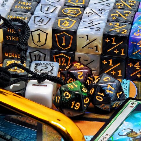 67 PCS MTG Counter Dice Set - Ability Keyword Counters, -1/+1 & Shield Life Counters, Creature Stat Buffs, Colorful D6 Dice, Dragon Design Dice for MTG TCG Card Games, with Black Storage Bag in Saudi Arabia