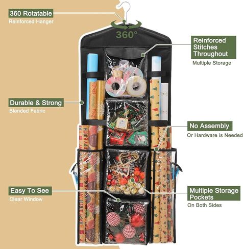 EXLIFBAG Wrapping Paper Storage, Gift Wrap Organizer Holder Double-Sided Hanging Gift Bag Storage Organizer in Saudi Arabia