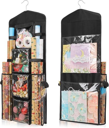 EXLIFBAG Wrapping Paper Storage, Gift Wrap Organizer Holder Double-Sided Hanging Gift Bag Storage Organizer in Saudi Arabia