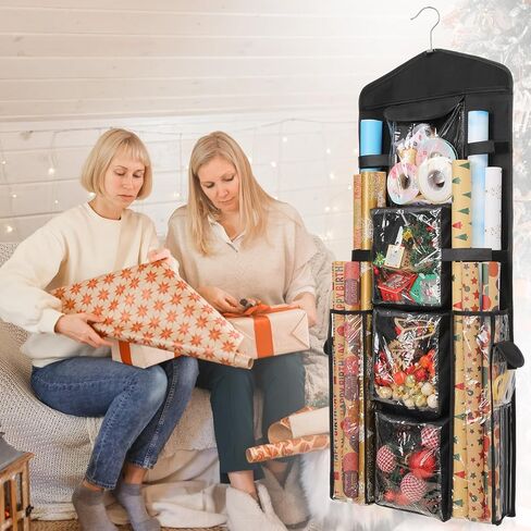 EXLIFBAG Wrapping Paper Storage, Gift Wrap Organizer Holder Double-Sided Hanging Gift Bag Storage Organizer in Saudi Arabia