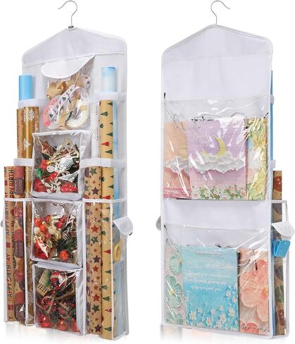 EXLIFBAG Wrapping Paper Storage, Gift Wrap Organizer Holder Double-Sided Hanging Gift Bag Storage Organizer in Saudi Arabia