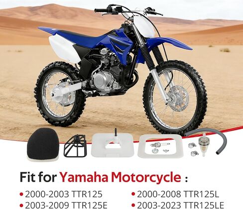 JAVIK Air Filter Element Kit & Spark Plug With Fuel Filter For Yamaha TTR125 TTR125E TTR125L TTR125LE 2000-2023 O.E.M# 5HP-14450-00-00 in Kuwait