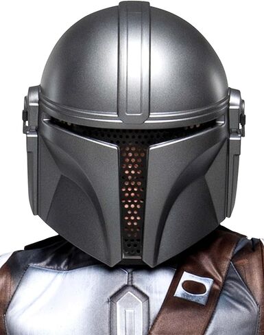 STAR WARS The Mandalorian Official Youth Halloween Costume - Premium Quality Padded Jumpsuit with Plastic Mask and Detachable Cape (M) in Kuwait