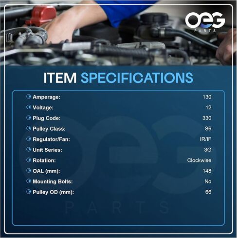 أجزاء OEG مولد 130A جديد متوافق مع Ford E350 E250 E150 Econoline، Club Wagon 5.8L 1992، E-350 Econoline 7.5L 1992-1995، F-350 F-250 7.5L 1995 F2PU10346DE F2UU10346BE F2UU10300BE F2UUBE in Kuwait