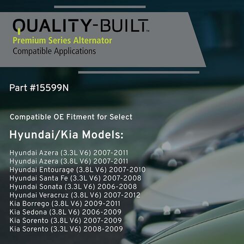 مولد كهربائي جديد عالي الجودة، 15599N، متوافق مع 2006-2012 Hyundai/Kia (أزيرا، بوريجو، إنتوراج، سانتا في، سيدونا، سوناتا، سورينتو، فيراكروز) in Kuwait