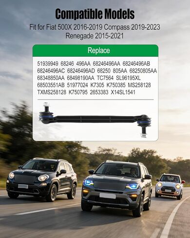 2 Pcs Front Driver & Passenger Side Sway Bar Link Fit for Fiat 500X 2016-2019 Compass 2019-2023 Renegade 2015-2021 in Saudi Arabia