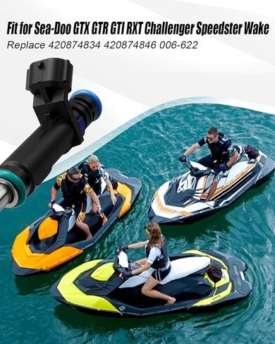 3 Pcs 420874834 Fuel Injector Compatible with Sea-Doo GTX GTR GTI RXT Challenger Speedster Wake Replace 420874834 420874846 006-622 in Kuwait