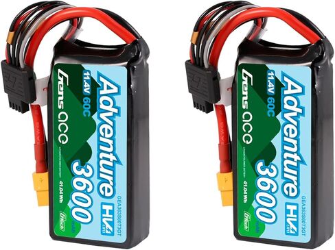 Gens ace 3600mAh 3S1P 60C 11.4V Adventure High Voltage G-tech Lipo Battery with T and XT60 Adapter(2Pcs) in Saudi Arabia