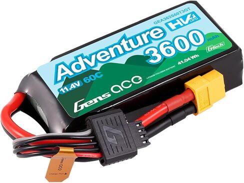 Gens ace 3600mAh 3S1P 60C 11.4V Adventure High Voltage G-tech Lipo Battery with T and XT60 Adapter(2Pcs) in Saudi Arabia