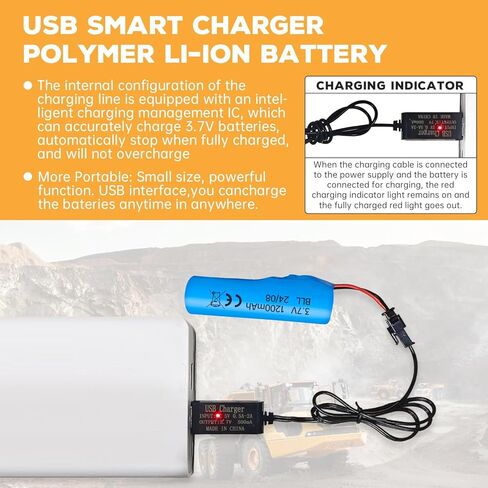 Sea Jump 3 قطعة بطارية ليثيوم 3.7 فولت 1200 مللي أمبير في الساعة مع 3 قطعة كابل شحن USB لسيارة DE45 DE58 DE49 DE57 DE70 RC، مركبة على الطرق الوعرة 1:14 in Kuwait