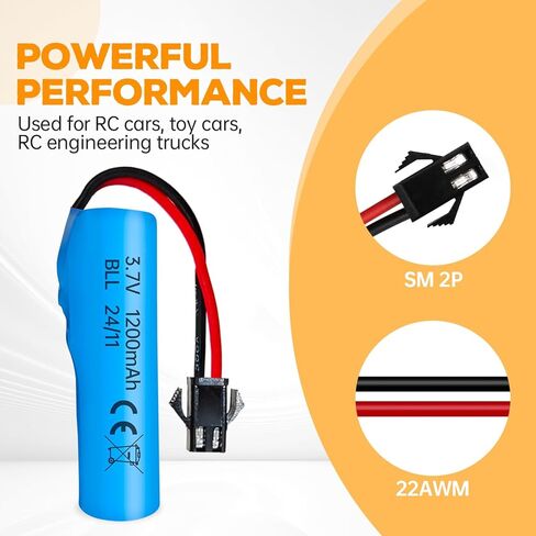 Sea Jump 3 قطعة بطارية ليثيوم 3.7 فولت 1200 مللي أمبير في الساعة مع 3 قطعة كابل شحن USB لسيارة DE45 DE58 DE49 DE57 DE70 RC، مركبة على الطرق الوعرة 1:14 in Kuwait