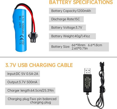 Sea Jump 3 قطعة بطارية ليثيوم 3.7 فولت 1200 مللي أمبير في الساعة مع 3 قطعة كابل شحن USB لسيارة DE45 DE58 DE49 DE57 DE70 RC، مركبة على الطرق الوعرة 1:14 in Kuwait