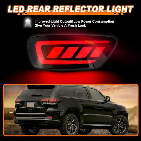 قطعتان من مصباح عاكس المصد الخلفي LED لسيارة جيب جراند شيروكي 2012-2021 كومباس 2011-2017 دودج جورني 2011-2017، مصابيح خلفية مع DRL أحمر وضوء إشارة الانعطاف وضوء الفرامل (عدسة مدخنة) in Kuwait