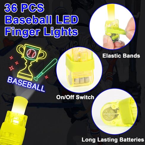 36Pcs Baseball LED Finger Lights Sport Party Favors Glow in the Dark Light Up Finger Lights Themed Bulk for Birthday Party Goodie Bag Stuffer Birthday Gifts Prize in Saudi Arabia