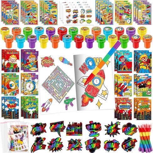 BenLouis 84 Pcs Hero Party Favors Hero Coloring Books Bulk for Kids Classroom Hero Birthday Gift Party Candy Goodie Bag Fillers Hero Gift Decor Pinata Prize Activity Supplies in Kuwait