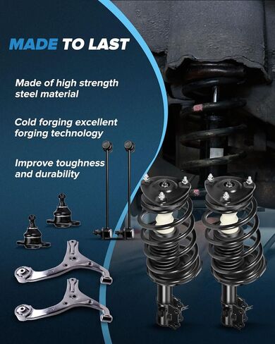 Struts suspension kit for Kia Rio 2006-2011 for Kia Rio5 2006-2011 for Hyundai Accent 2006-2011 Front Complete Strut Assembly Control Arm Front Lower Ball Joints Stabilizer Bar Link 8 PCS in Kuwait