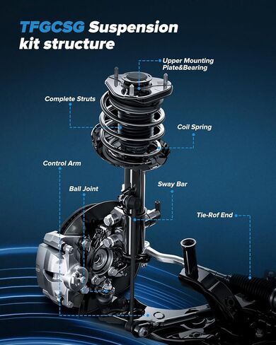 Struts suspension kit for Kia Rio 2006-2011 for Kia Rio5 2006-2011 for Hyundai Accent 2006-2011 Front Complete Strut Assembly Control Arm Front Lower Ball Joints Stabilizer Bar Link 8 PCS in Kuwait