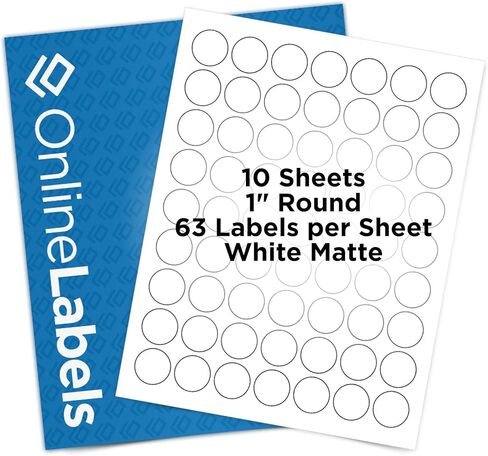 1 Inch Round Labels - White Matte - Pack of 6,300 Circle Stickers, 100 Sheets - Inkjet/Laser Printer - Online Labels in Saudi Arabia