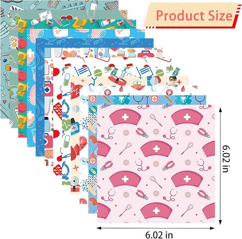 36Pcs Nurse Pattern Paper - 6" x 6" Medical Decorative Paper - Doctor Scrapbook-Paper Cardboard Card Stock DIY Crafts for Nurse Day Graduation Card Making Photo Album Crafts Arts Decor, A in Saudi Arabia